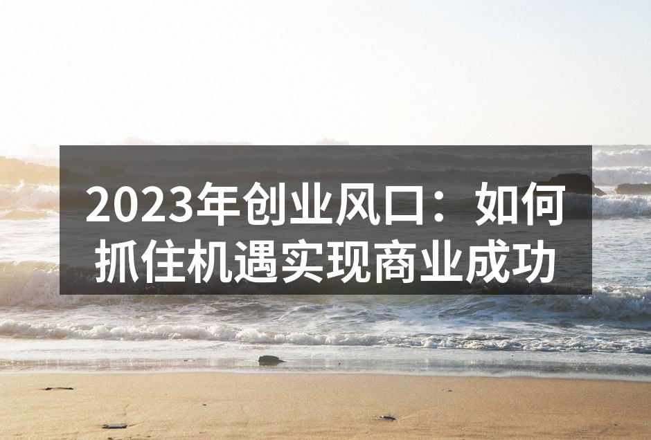2023年创业风口：如何抓住机遇实现商业成功